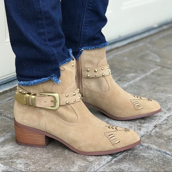 Sole Society Shoes - Cowboy Western Buckle Studded Tall Genuine Boots